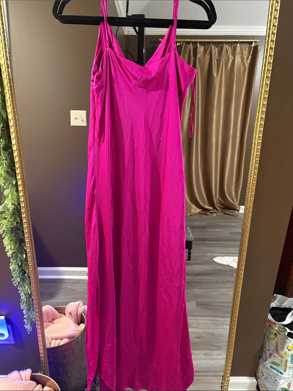 Express Hot Pink Maxi Slip Dress with Cowl Neck - Picture 5 of 5